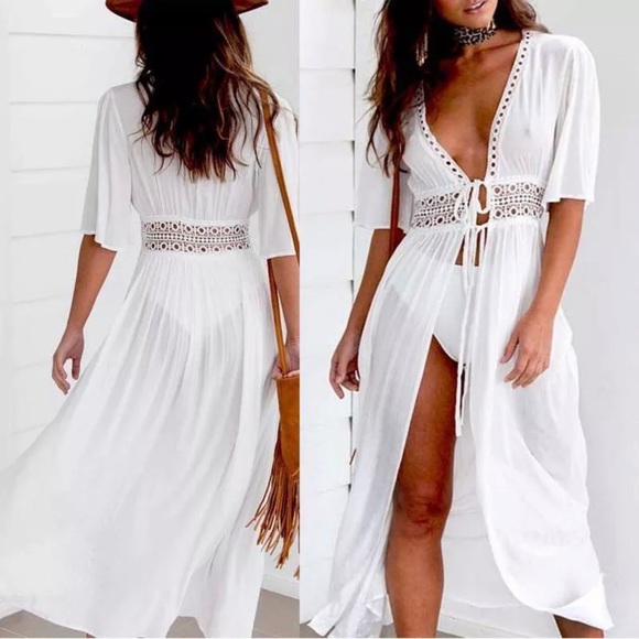 Other - NWT White Long Beach Eyelet Coverup